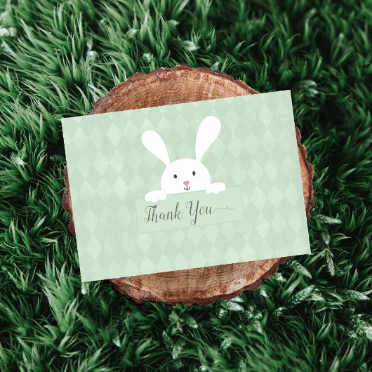 Baby shower de lapin blanc Jacquard vert Merci