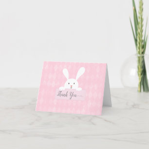 Baby shower de lapin blanc Merci de Jacquard rose