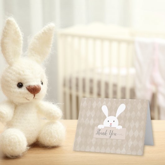 Baby shower de lapin blanc Tan Jacquard Merci