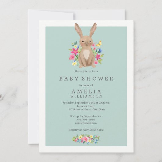 Baby shower de lapin de bois doux Invitation (Devant)