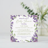 Baby shower de lavande violet Invitation Monogramm (Debout devant)