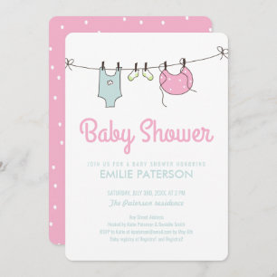 Baby shower de ligne de vêtements Invitation