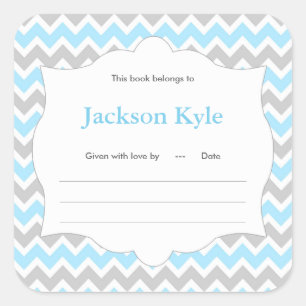 Baby shower de livre bleu Chevron étiquette de pla