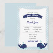 Baby shower de l'océan des baleines Invitation Pol (Devant / Derrière)