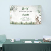 Baby shower de loup de forêt grande bannière (Salon professionnel)