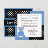 Baby shower de l'ours en peluche Invitation Bleu N (Devant / Derrière)