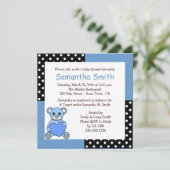 Baby shower de l'ours en peluche Invitation Bleu N (Debout devant)