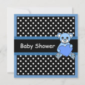 Baby shower de l'ours en peluche Invitation Bleu N (Dos)