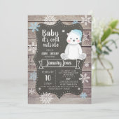 Baby shower de l'ours polaire Invitation I Blue (Debout devant)