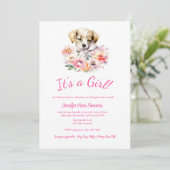 Baby shower de marionnettes et fleurs Invitation (Debout devant)