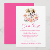 Baby shower de marionnettes et fleurs Invitation (Devant / Derrière)