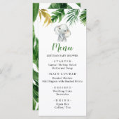 Baby shower de menu pour éléphants tropicaux (Devant / Derrière)