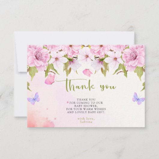 Baby shower de Merci de fleurs de cerisier d'aquar (Devant)