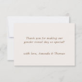 Baby shower de Merci de révélation du genre de l'o (Dos)