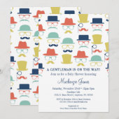 Baby shower de messieurs Invitation Mustache Casqu (Devant / Derrière)