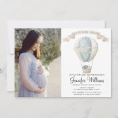 baby shower de montgolfière à invitation carte pho (Devant)