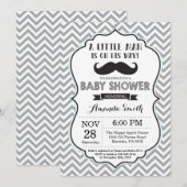 Baby shower de moustache Invitation noir et gris (Devant / Derrière)