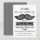 Baby shower de moustache Invitations noires et bla (Devant / Derrière)