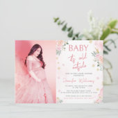 Baby shower de neige rose hiver invitation photo (Debout devant)