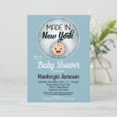 Baby shower de New York Funny Blue Boys Invitation (Debout devant)