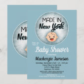 Baby shower de New York Funny Blue Boys Invitation (Devant / Derrière)