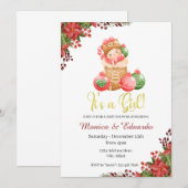 Baby shower de Noël C'est une invitation de fille (Devant / Derrière)
