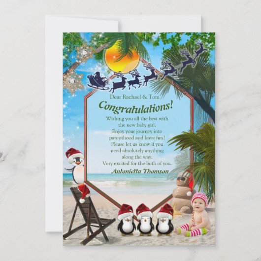 Baby shower de Noël d'été Carte de félicitations (Devant)