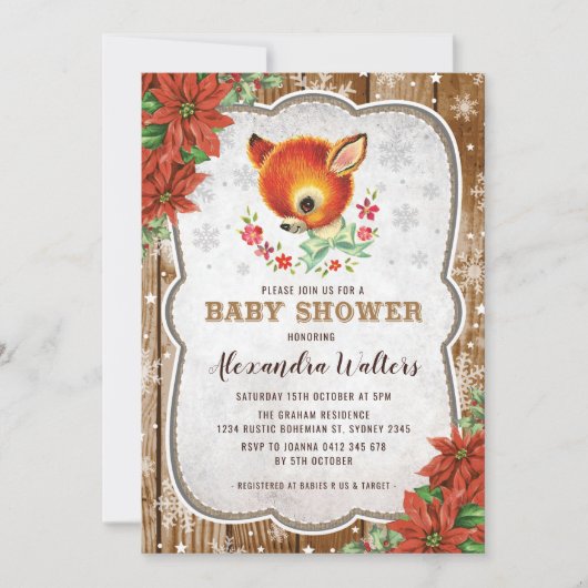 Baby shower de Noël d'hiver Reinder Invitation (Devant)