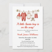 Baby shower de Noël Garçon | Invitation de bébé pè (Devant)