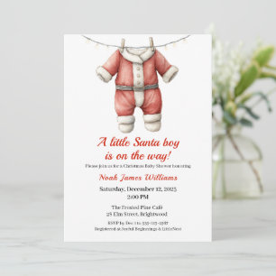Baby shower de Noël Garçon Invitation de bébé pè