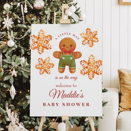 Baby shower de Noël Homme Gingerbread Affiche de b