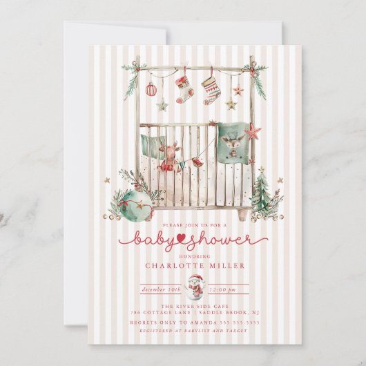 Baby shower de Noël Invitation (Devant)