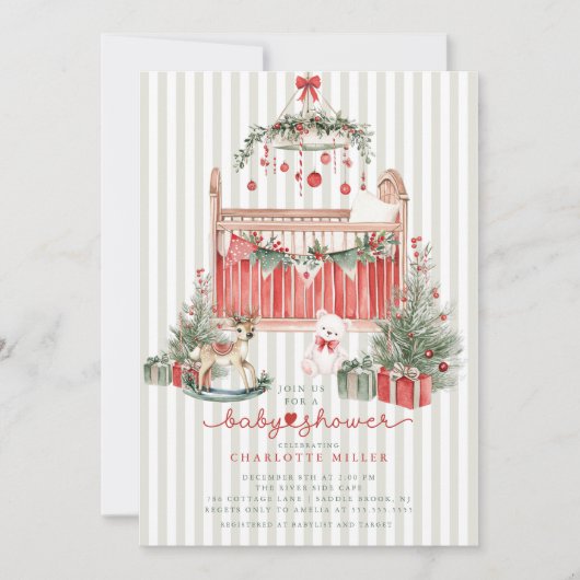 Baby shower de Noël Invitation (Devant)