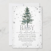 Baby shower de Noël Invitation Argent (Devant)