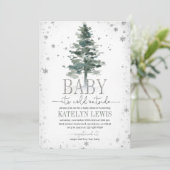 Baby shower de Noël Invitation Argent (Debout devant)