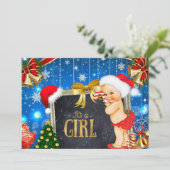Baby shower de Noël Invitation Vintage bébé fille (Debout devant)