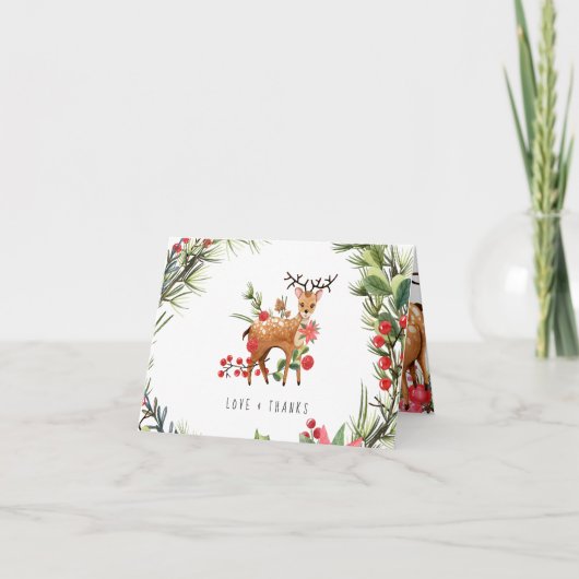 Baby shower de Noël Reindeer Merci (Devant)