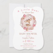 Baby shower de Noël rose cerf mignon Invitation (Devant)