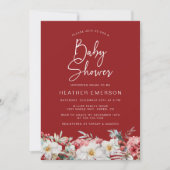 Baby shower de Noël rouge Invitation (Devant)