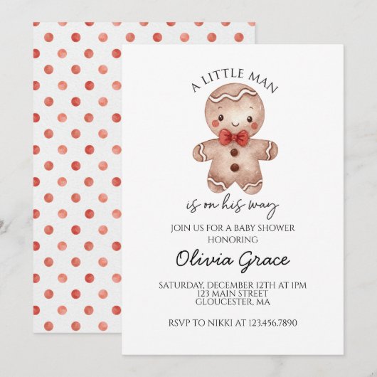 Baby shower de pain d'épices de Noël Invitation (Devant / Derrière)