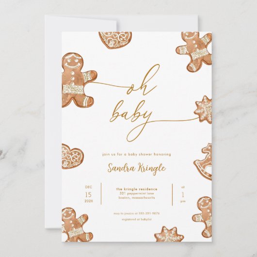 Baby shower de pain d'épices Invitation hiver (Devant)