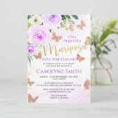 Baby shower de papillon floral lavande Invitation  (Debout devant)