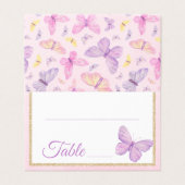 Baby shower de papillon rose pourpre Numéro de tab (Outside Unfolded)
