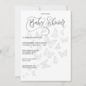 Baby shower de papillons gris moderne Invitation (Devant)