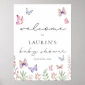 Baby shower de papillons moderne Affiche de bienve (Devant)