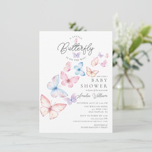 Baby shower de papillons Whimsical Invitation (Debout devant)