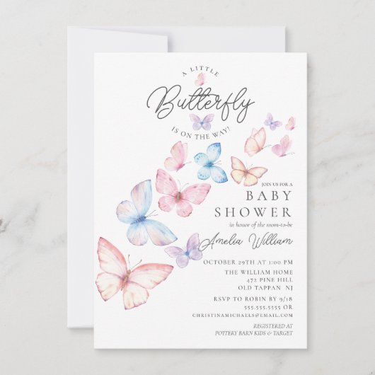 Baby shower de papillons Whimsical Invitation (Devant)