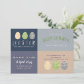 Baby shower de Pâques Invitations bleu rose doux (Debout devant)