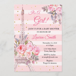 Baby shower de Paris Invitation Tour Eiffel