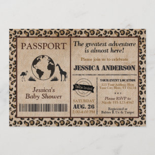 Baby shower de passeport Safari Invitation